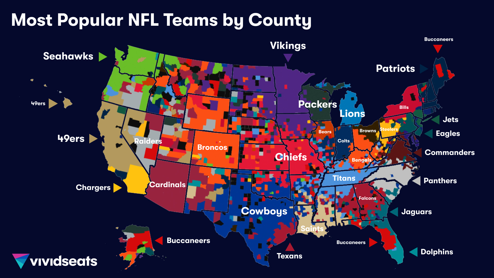 Vivid Seats NFL Fandom Map