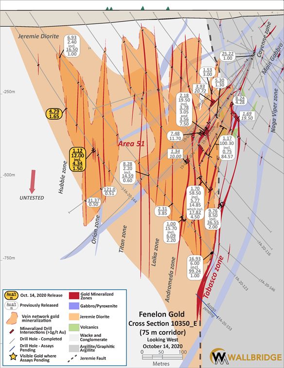 Fenelon Gold, 10350 Cross Section