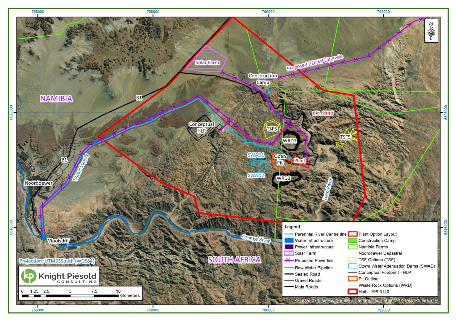 Figure 2: Plan view of updated conceptual site layout for the Haib project 