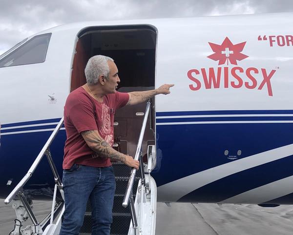 Alki David and the Swissx Express Jet in San Juan Puerto Rico on May 22, 2019. 