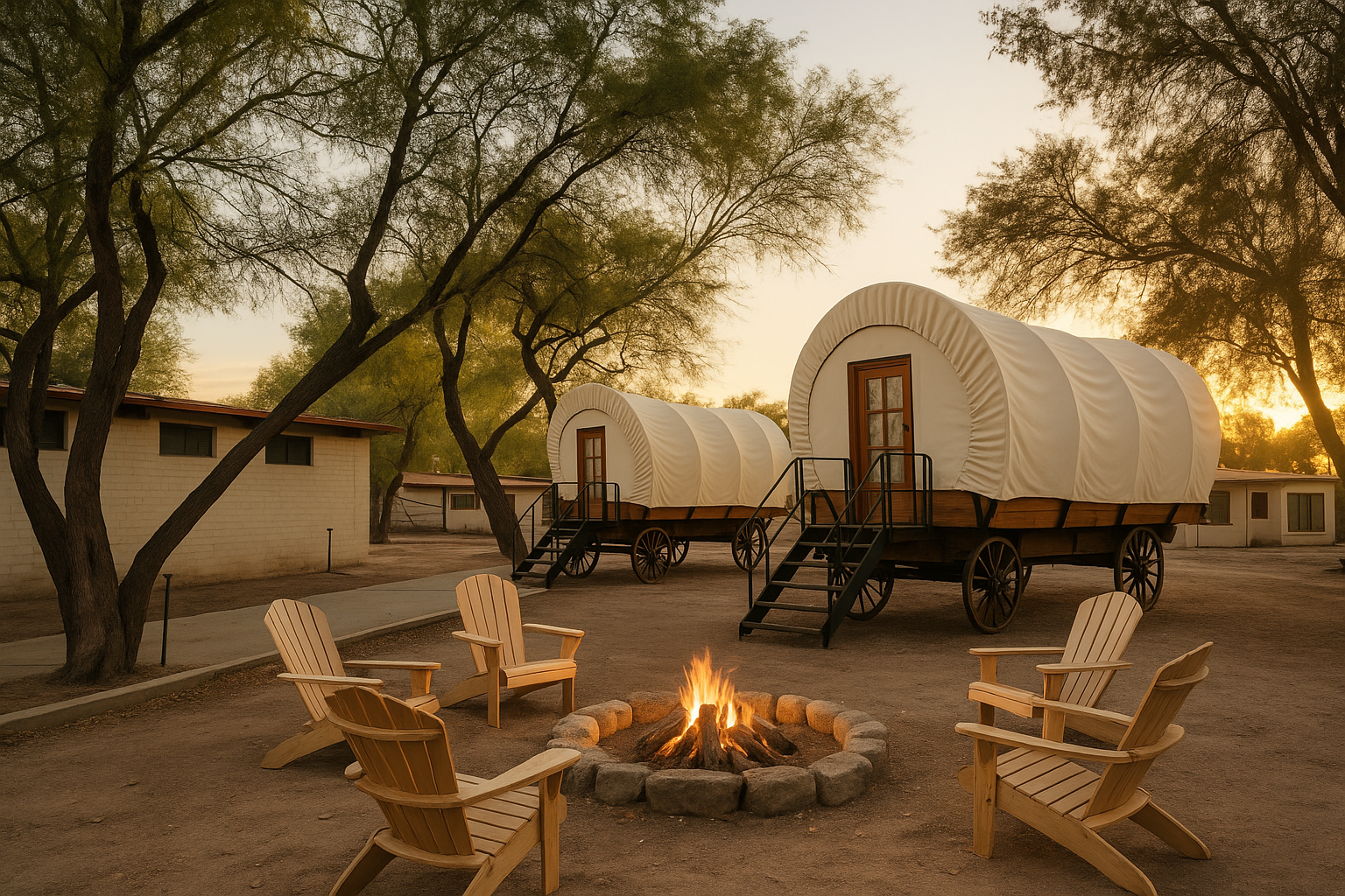 Stay in a covered wagon in tucson at Solana Ranch