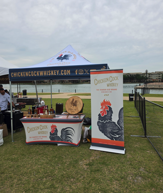 Chicken Cock Whiskeys 10x10 Sampling Tent set-up by Splash Tents, Inc. at Rare Dallas hosted by Dining Out in DFW, TX.