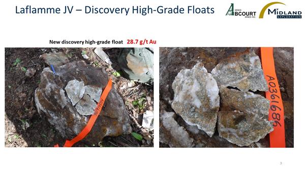 Figure 3 Laflamme JV-Discovery High-Grade Floats