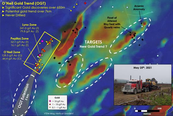Figure 1: O’Neil Gold Trend First Priority Target for 2021 Summer Exploration Program