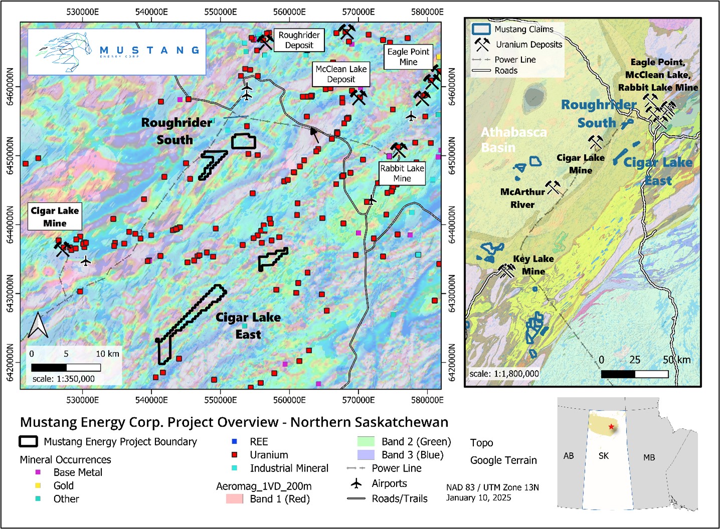 Overview of Mustang Energy's Roughrider South and Cigar Lake East Project.