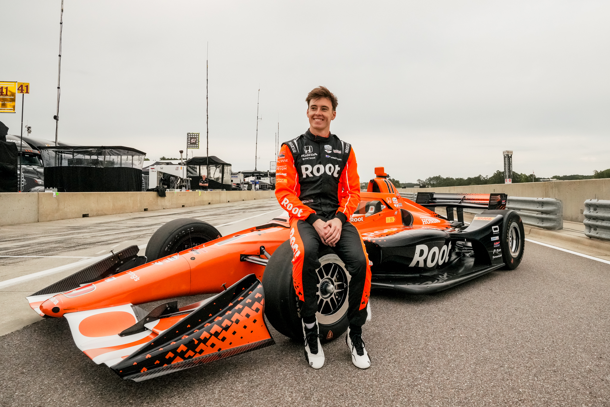 IndyCar Rookie of the Year, Marcus Armstrong, with the Root Honda