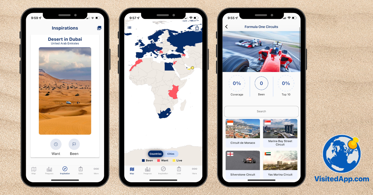 Visited is a popular travel app, which allows users to map their travel journeys, see how many famous places they have been to and get inspired by discovering new destinations.