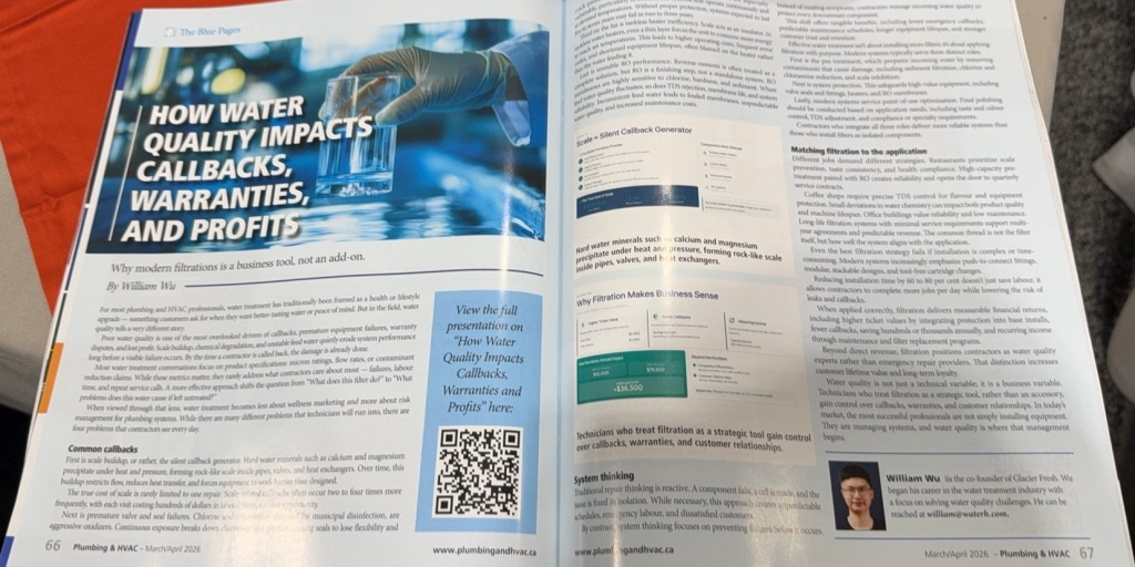 An article of the co-founder of Glacier Fresh published in Plumbing & HVAC Canada
