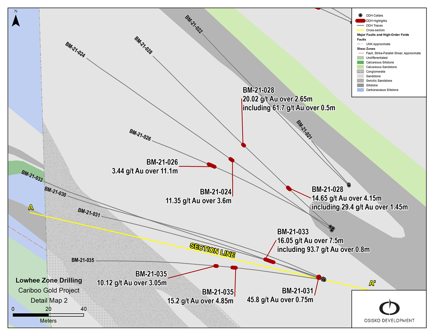Figure 3: Lowhee Zone select drilling highlights plan map (south)
