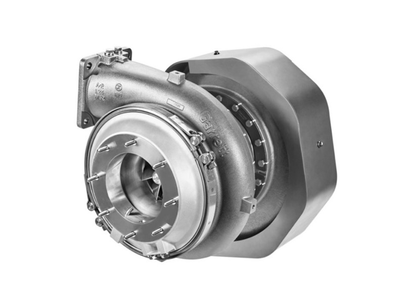 Large frame Garrett “MEG” turbocharger platform designed for marine propulsion, high output power generation, and multi fuel operation - delivering higher efficiency, long-term reliability and lower fuel consumption