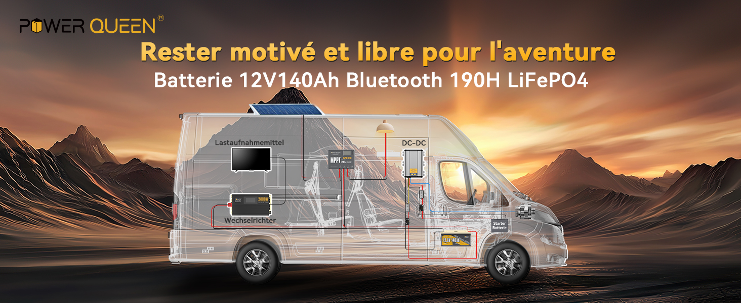 power queen lithium batterie lifepo4 12v 140ah camper car