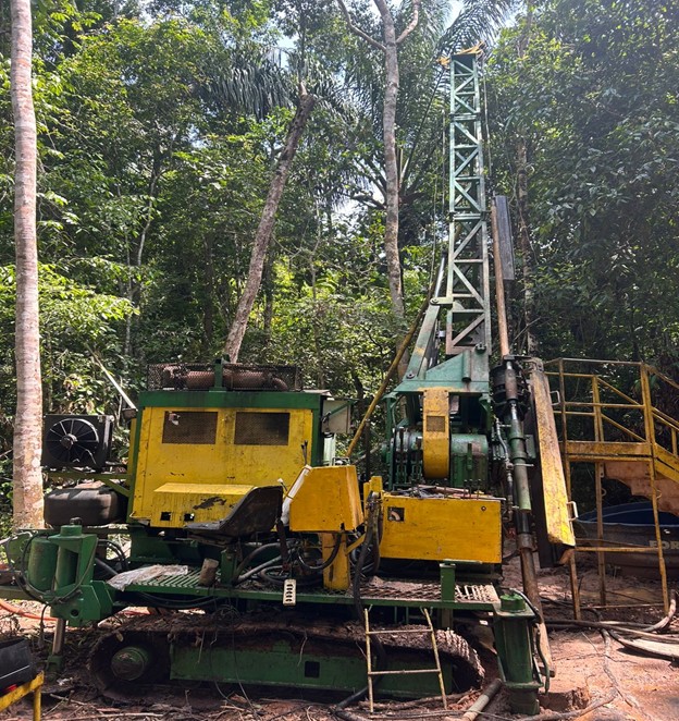 Diamond drill rig completing first hole on western anomaly on Copeçal Gold project