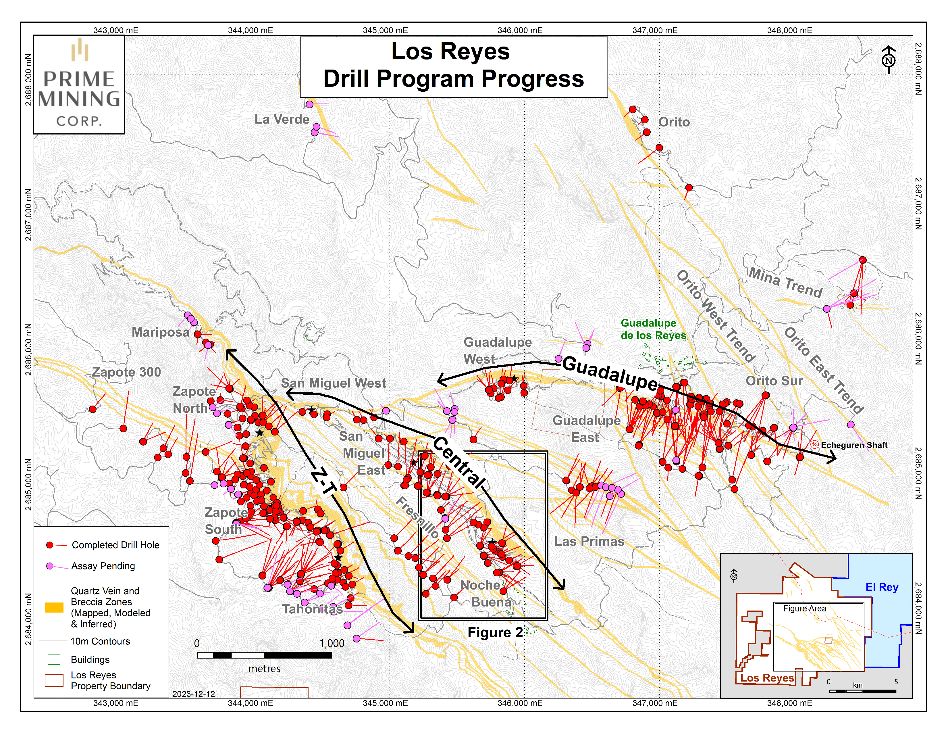 Figure 1 Los Reyes Drill Program Progress_Dec 2023