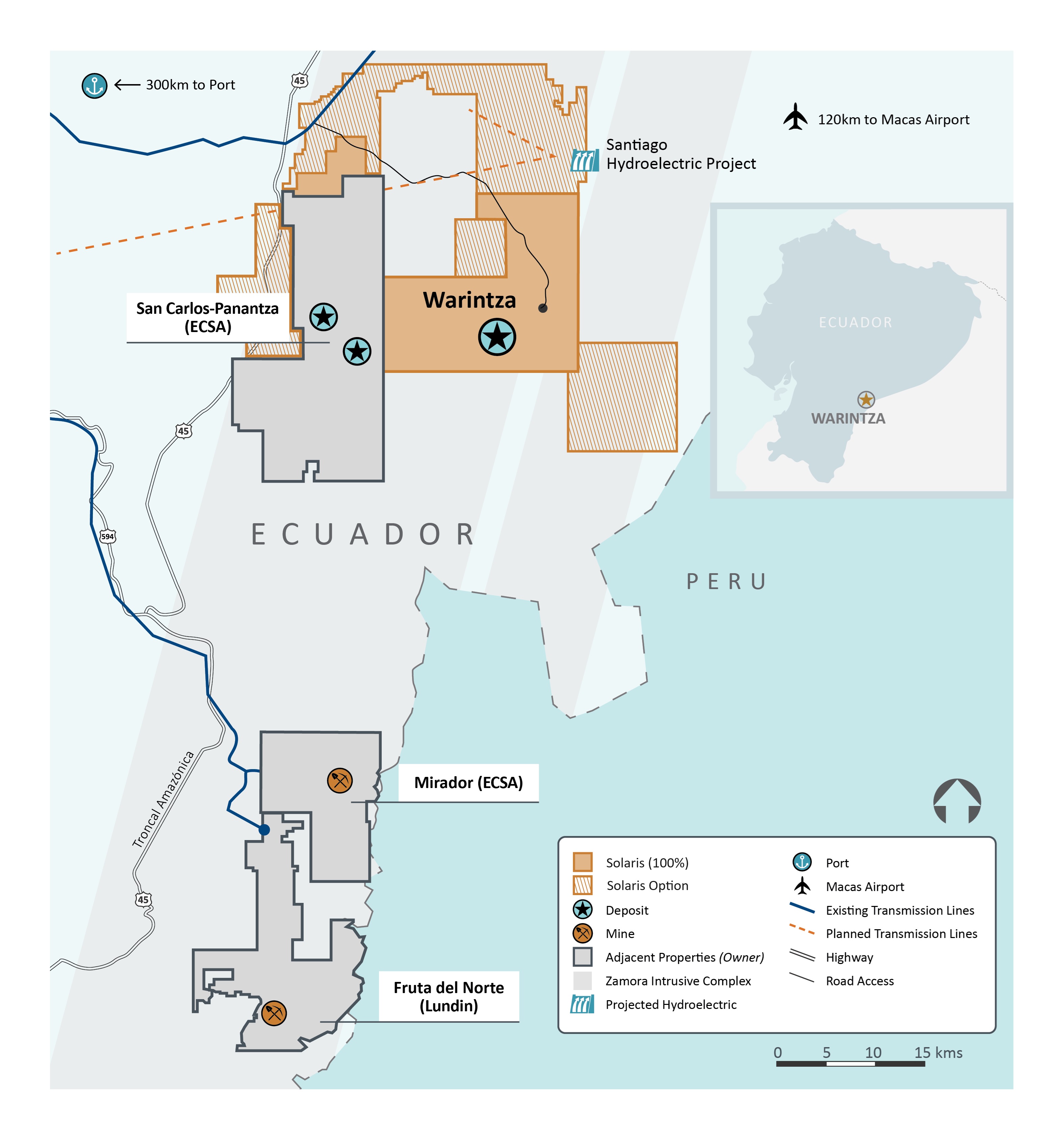 Figure 1 – Warintza Location, Access, Infrastructure