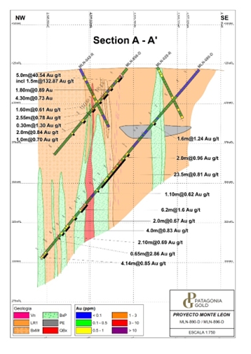 MLN Geologic and Mineralization Cross Section Looking Northeast