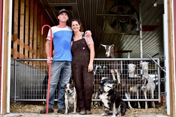 Ryan Andrus and Annie Rowden, co-owners with Jasper Hill Farm of the new Bridgman Hill Farm, which is the source for the goat milk in the winning Highlander cheese.