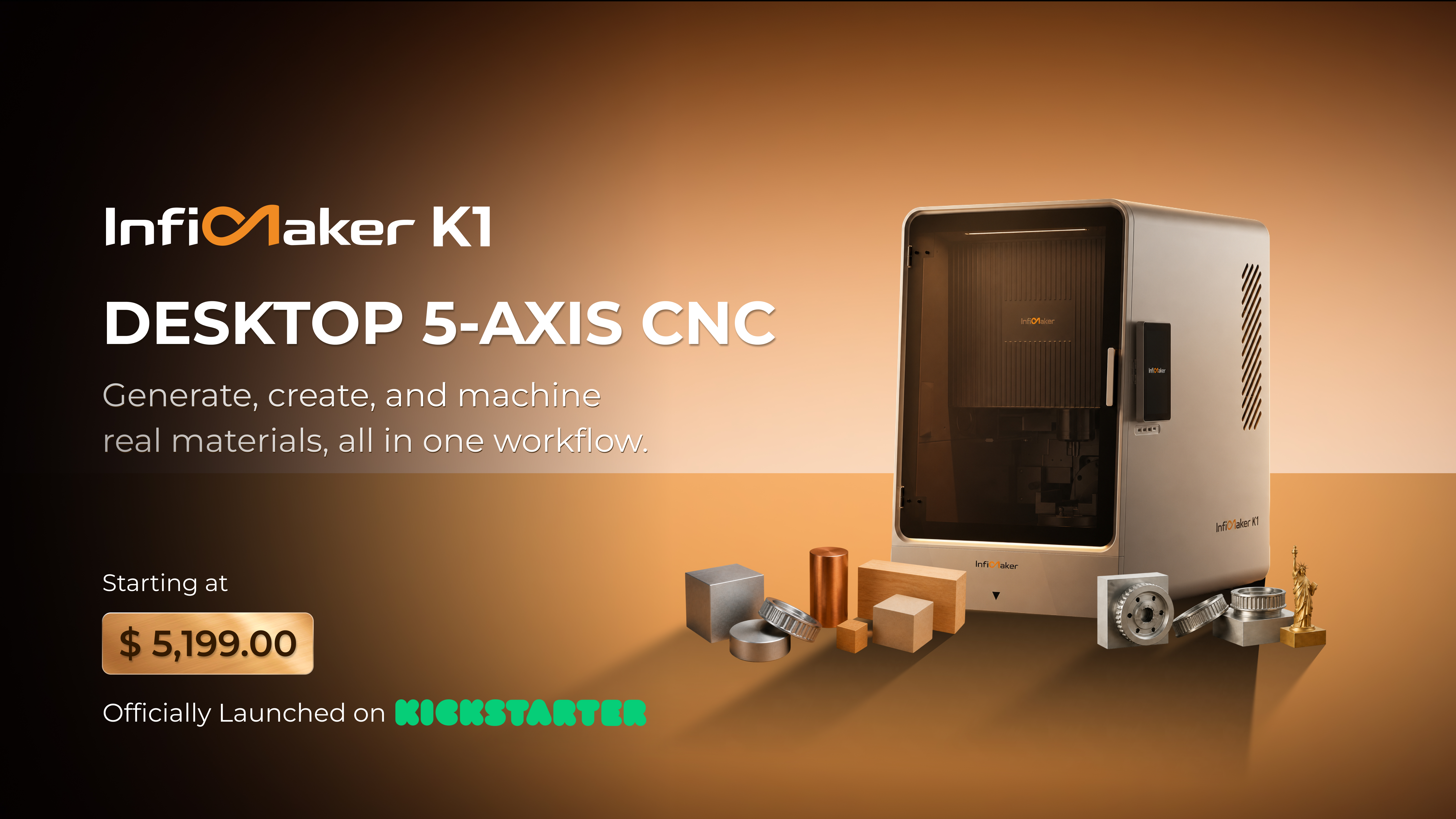 InfiMaker Launches K1 Desktop CNC with True Simultaneous 5-Axis Machining and AI-Assisted CAM Software