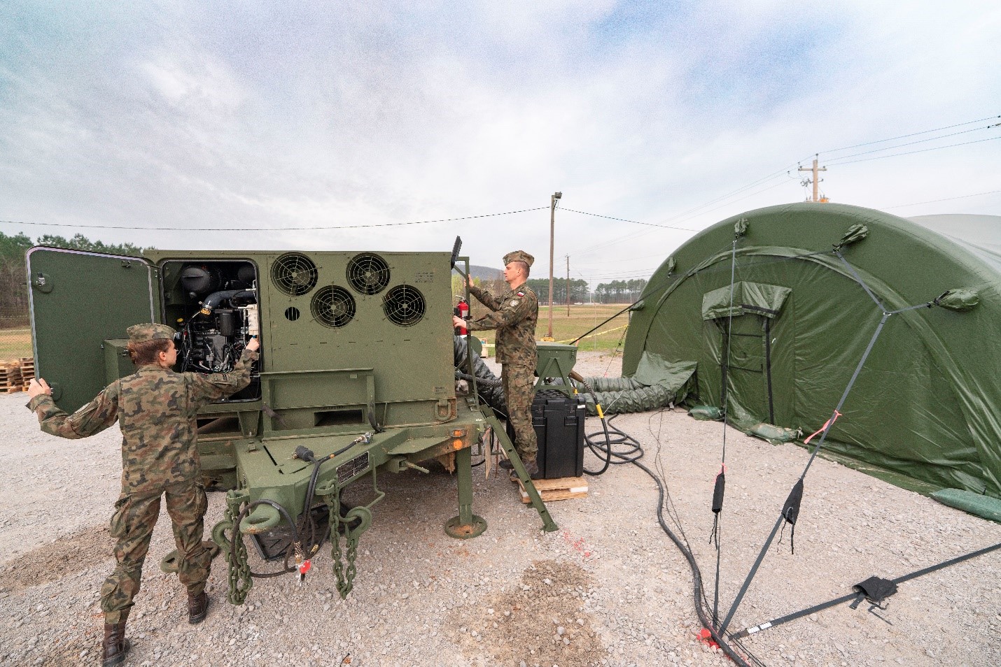 Polish soldiers prepare for IBCS training at Redstone Arsenal, Alabama. Northrop Grumman’s Air Defense Reconfigurable Trainer provides the infrastructure to teach soldiers how to use IBCS in both group and self-paced training environments. (Photo Credit: U.S. Army)