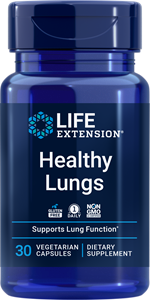 Life Extension's Healthy Lung supplement to support respiratory health nonGMO, Gluten-Free, once daily dosing