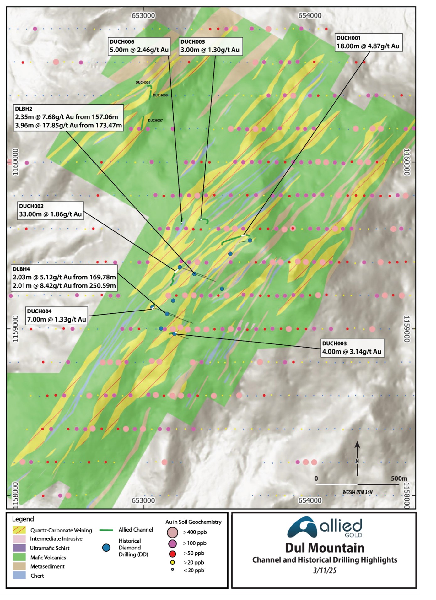 Dul Mountain, Trenching, Geology and Au-in-Soil Anomalies