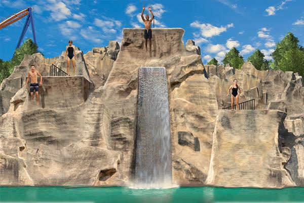 Guests will take adventure to new heights at Canada's Wonderland in 2020 with the addition of Mountain Bay Cliffs - a multi-level cliff jumping attraction in the water park. 