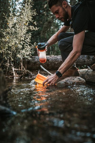 GRAYL (R) GeoPress TM Water Purifiers empowers adventurers to make their own clean, safe drinking water from hotel sinks, public fountains and spigots, as well as rivers and lakes anywhere in the world. Photo credit: Kyle Murphy, @BRISKVENTURE