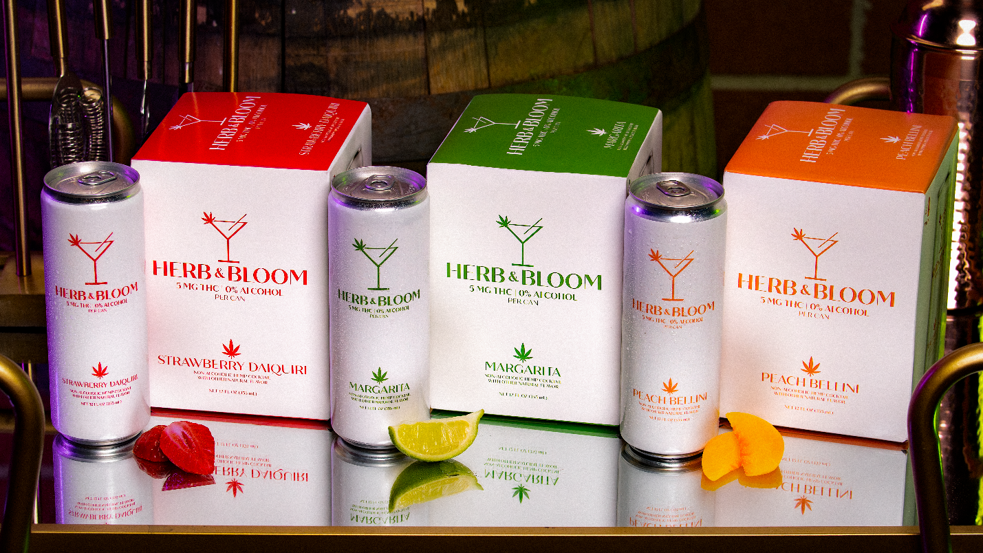 Herb & Bloom's Elevated Hemp-Derived Beverages - Official Packaging