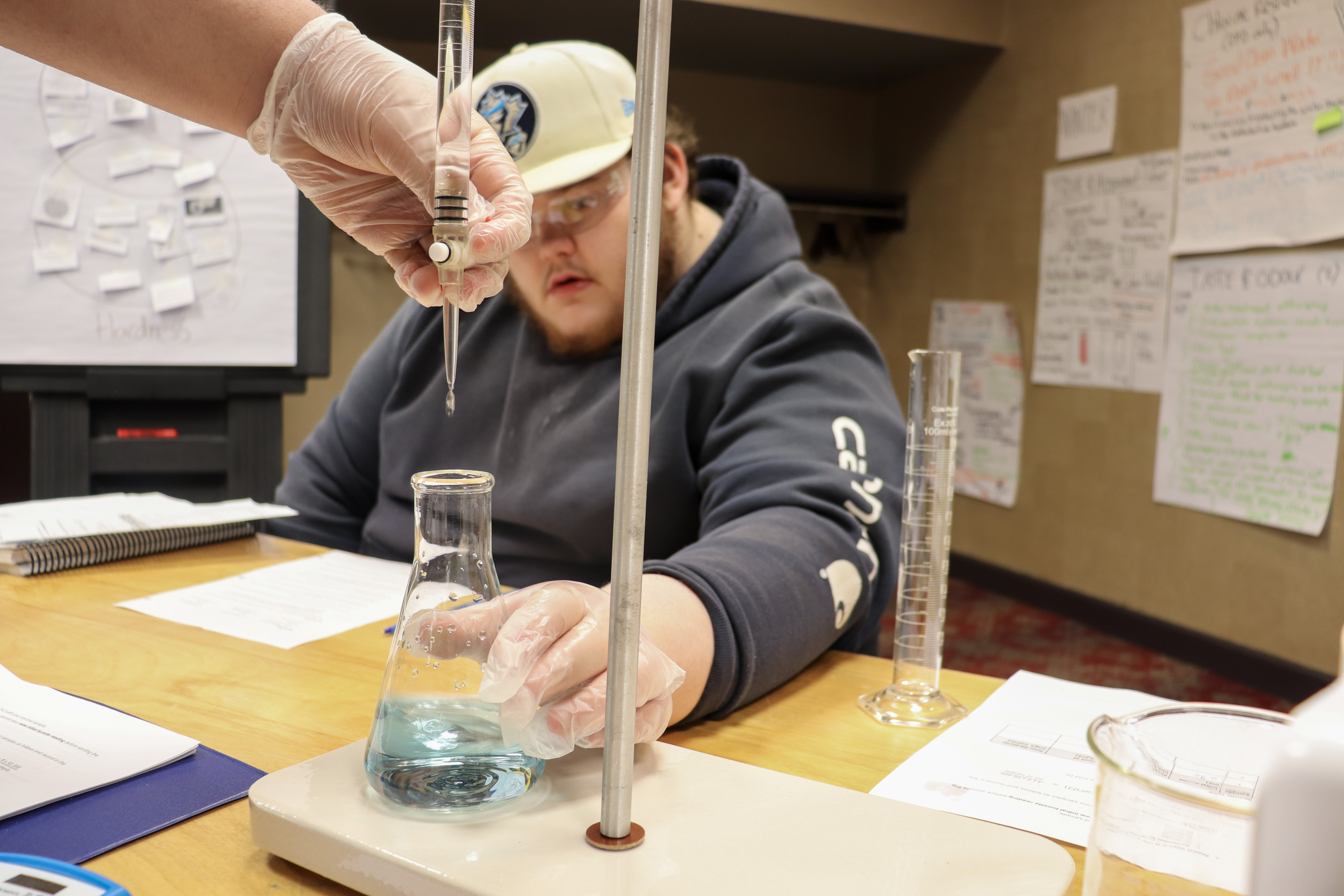 Blake Mills, Thessalon First Nation, during Water Quality Analyst (WQA) exam prep course