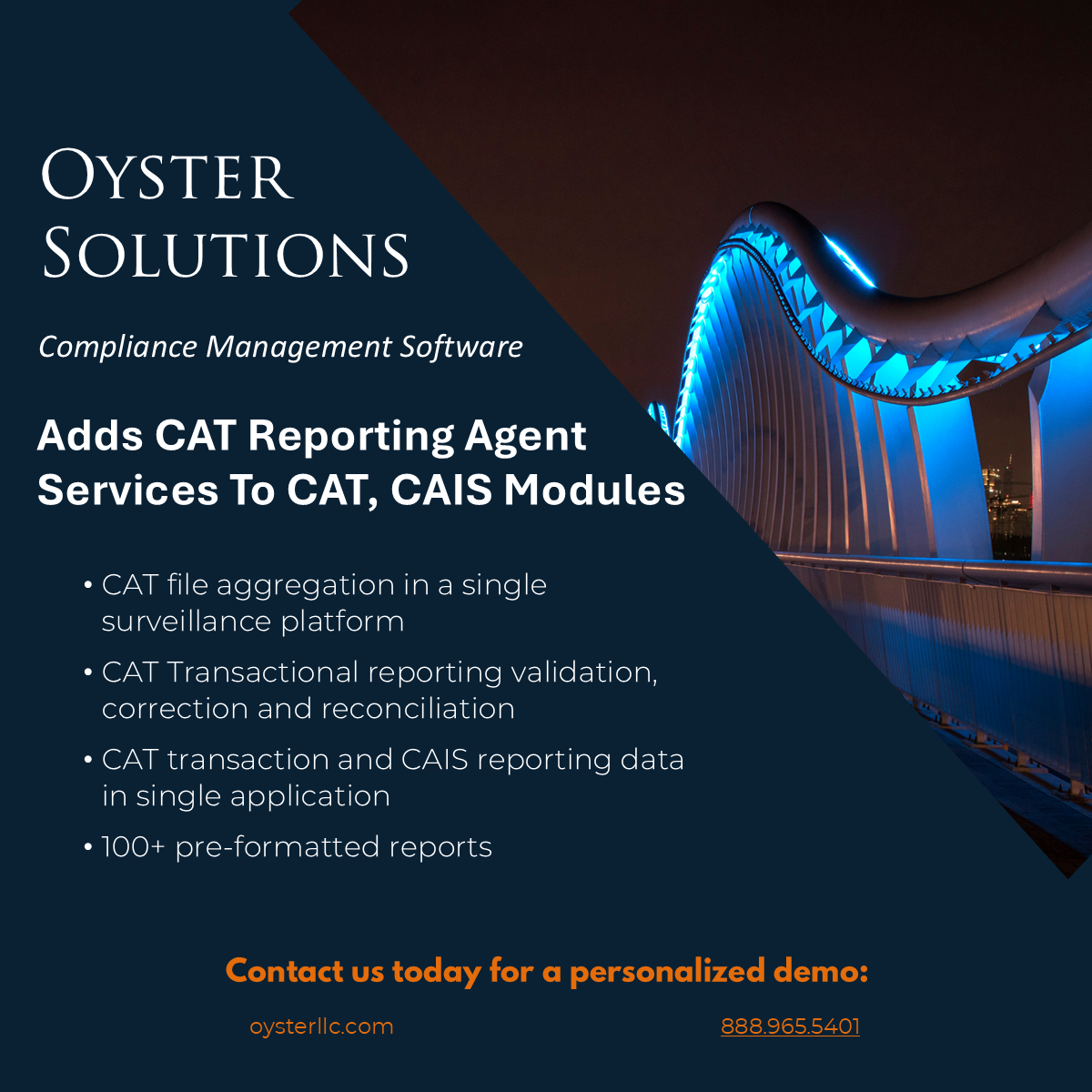 Oyster Solutions To Add CAT Reporting Agent Services To CAT, CAIS Modules