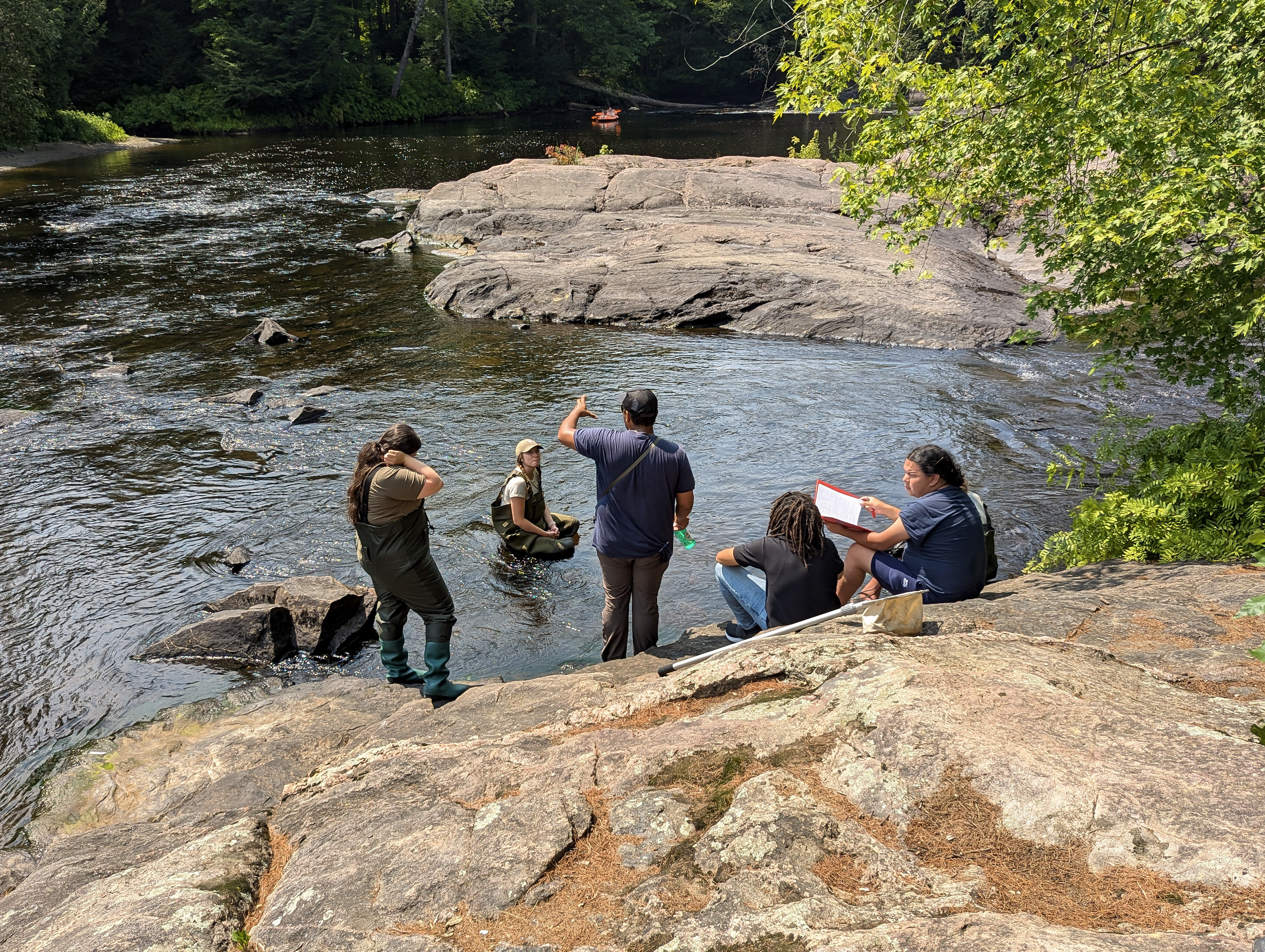 Taking school to the stream, interns explore the importance of source water protection