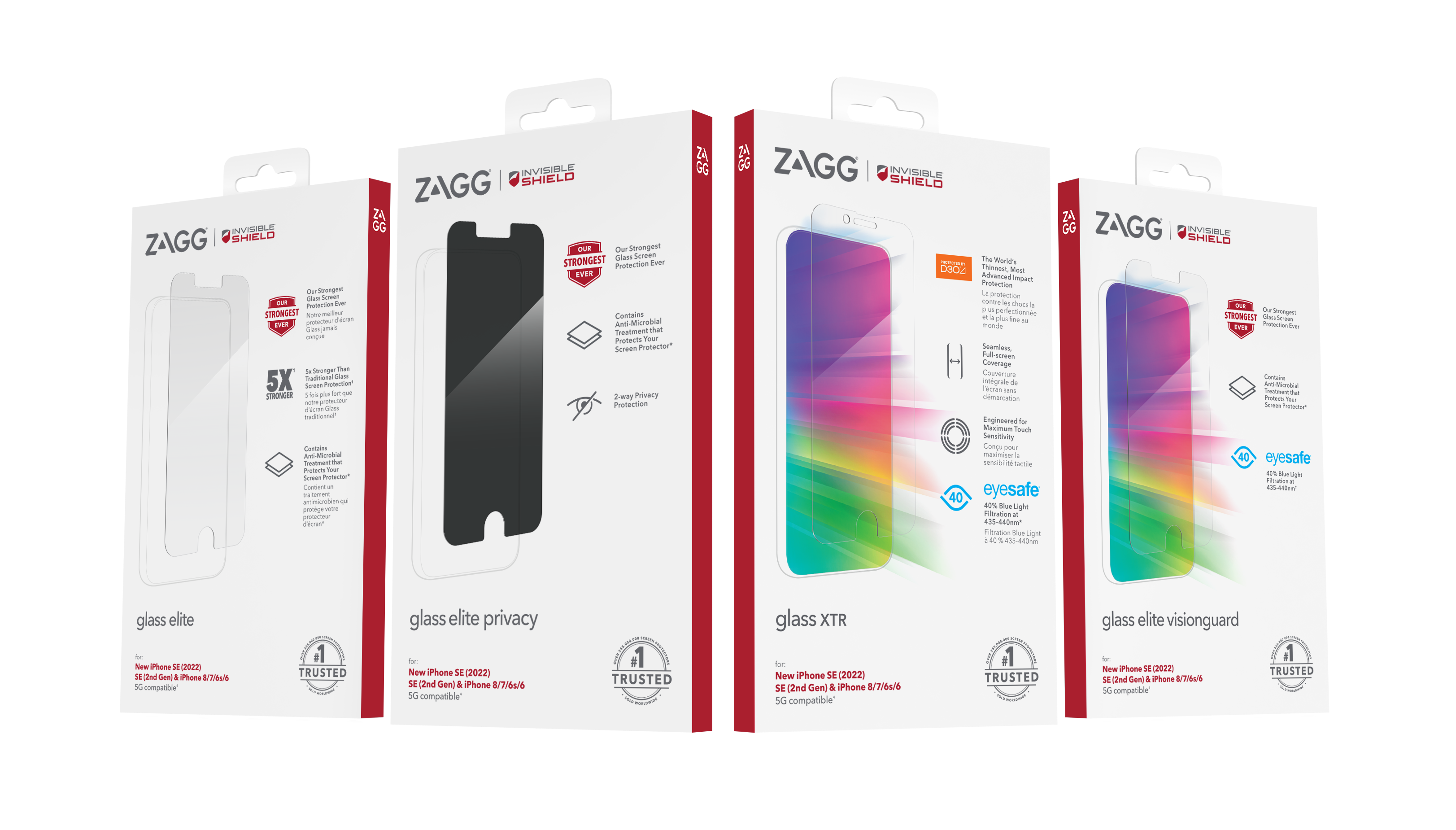 ZAGG Apple iPhone SE (3rd/2nd generation)/8/7 InvisibleShield Glass Elite  Screen Protector