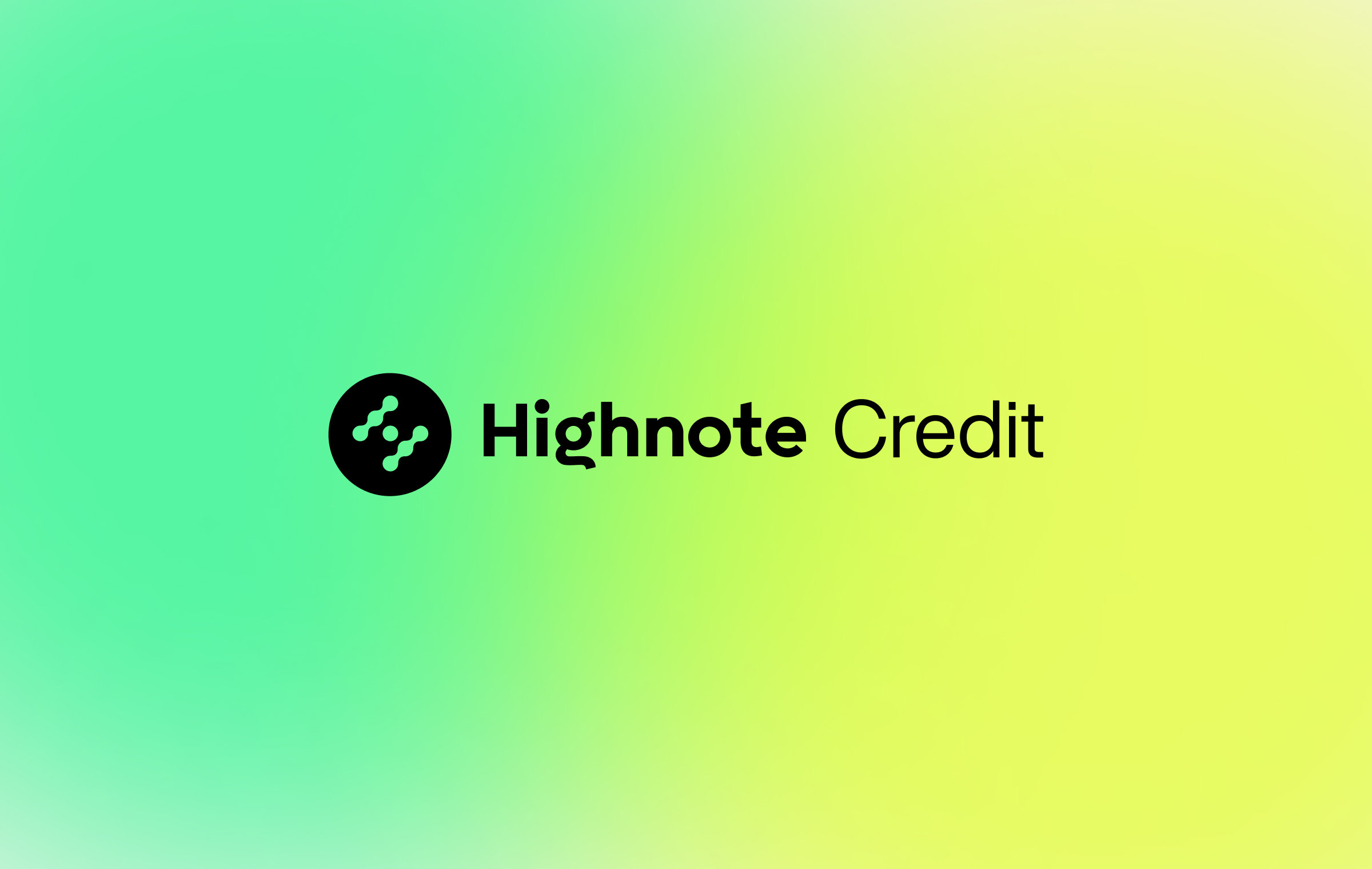 This image shows the Highnote logo on a green background that gradually transforms to yellow. The word "Credit" is next to the Highnote logo. 