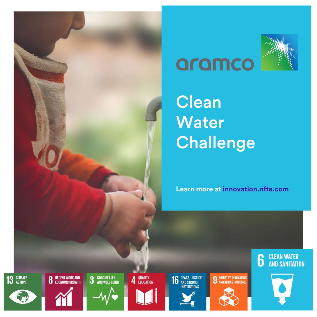 Competitors can enter a number of online challenges including the Aramco Clean Water Challenge, aligned with SDG 6.