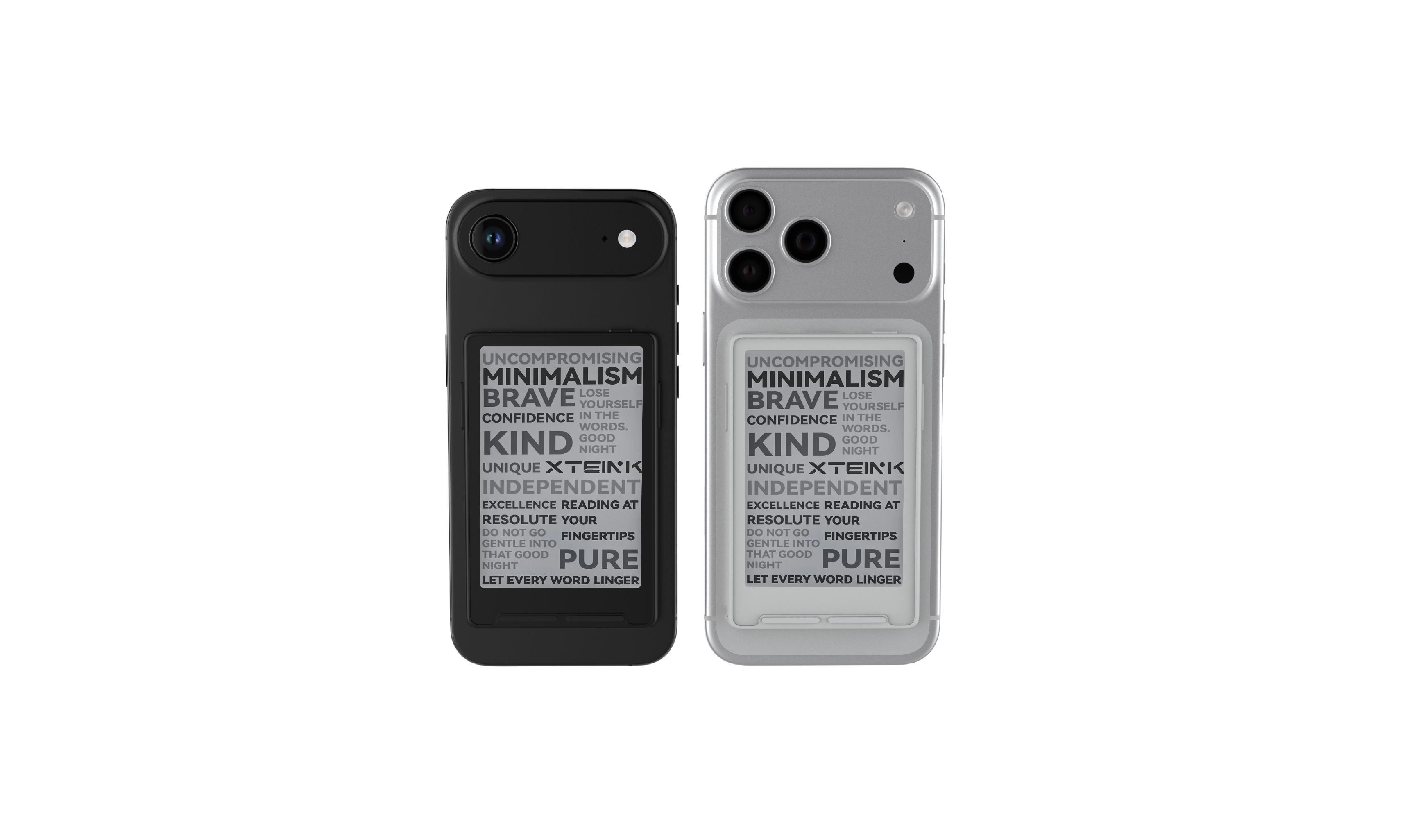 Front and back view of the lightweight xteink pocket ereader showcasing its modern design and clear display.