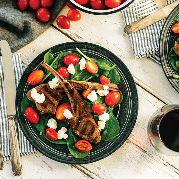 Grilled Lamb Chops with Cherubs® Spinach Salad
