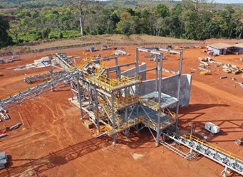 Structural steel and mechanical equipment installationin the surge bin area