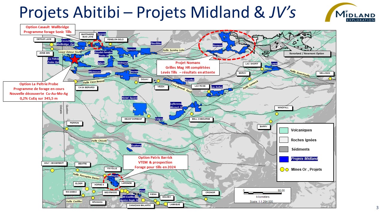 Figure 3 Projets Abitibi - Projets MD et JVs