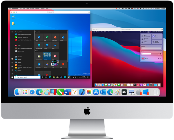 Parallels Desktop 16 for Mac running Windows 10 and macOS Big Sur virtual machines on a macOS Big Sur iMac300