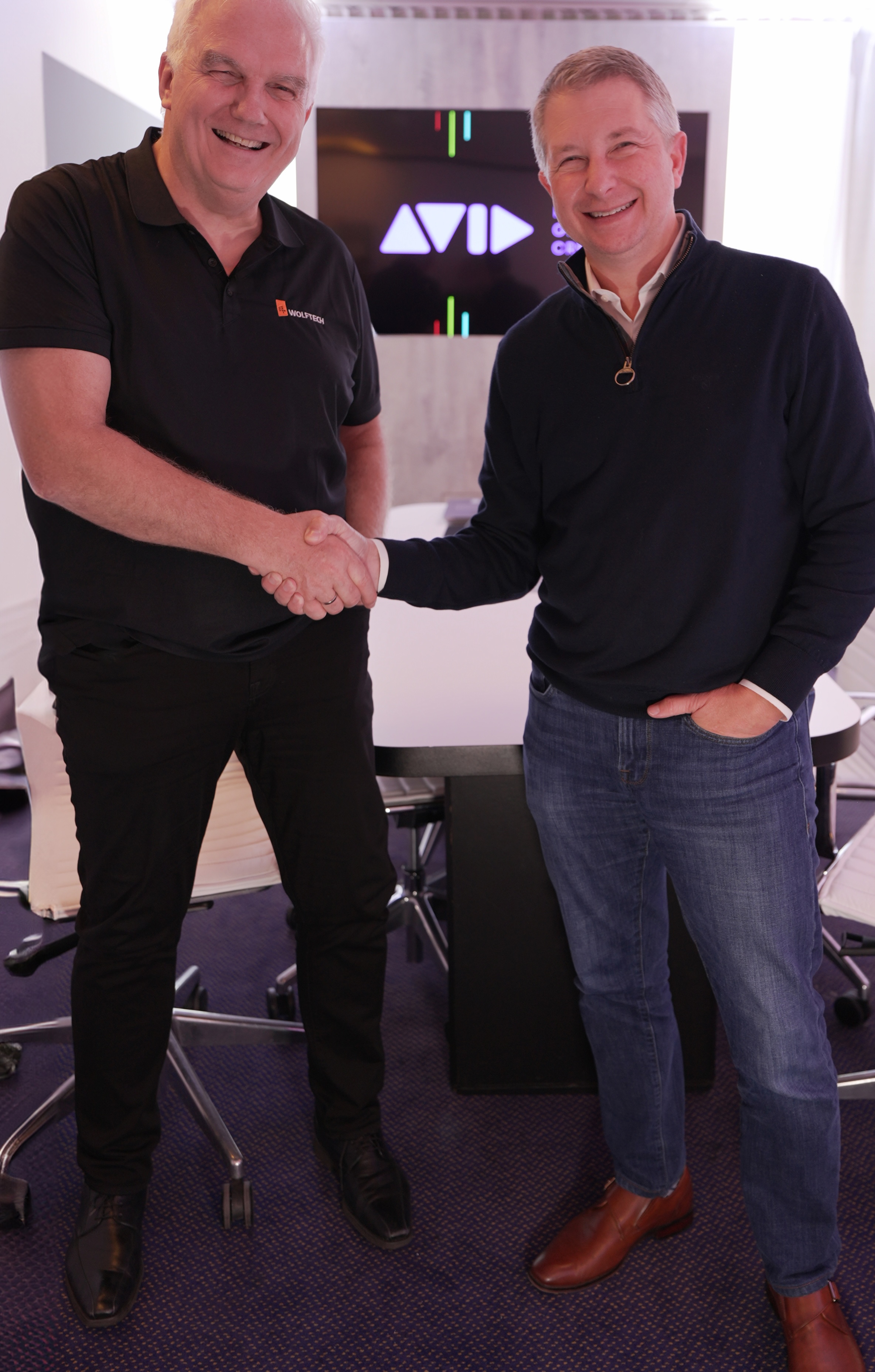 Avid CEO Wellford Dillard (r) with Wolftech CEO Arne Berven