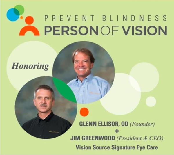 Prevent Blindness Person of Vision 2019 Awarded to Vision Source's Glenn Ellisor, OD (Founder) and Jim Greenwood (President & CEO)