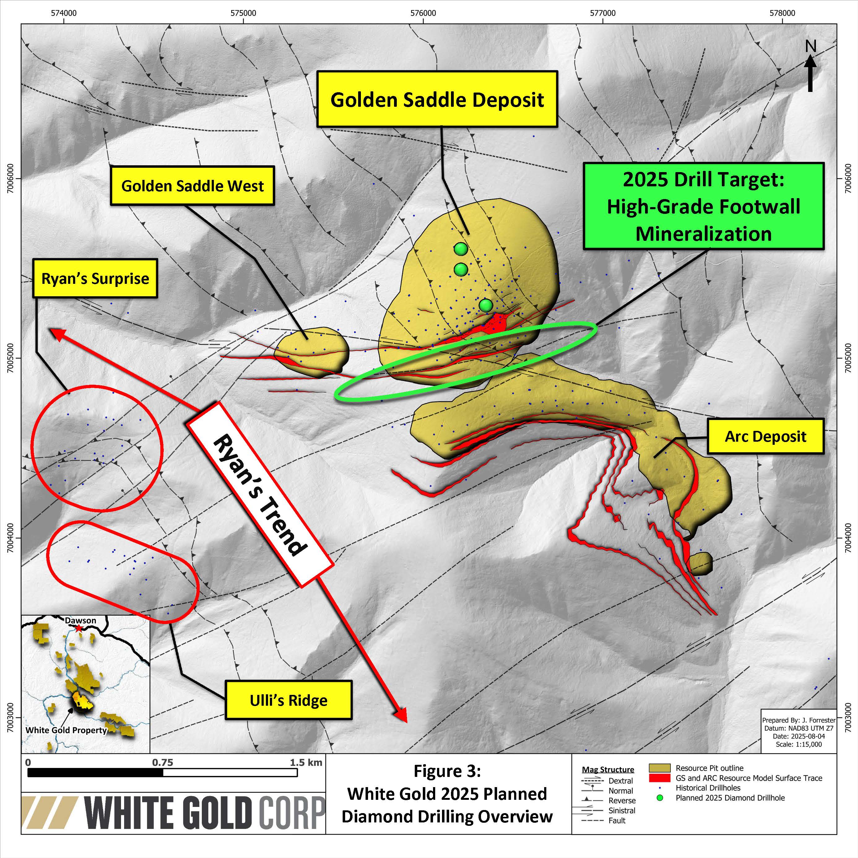 Figure 3: White Gold 2025 Planned Diamond Drilling Overview