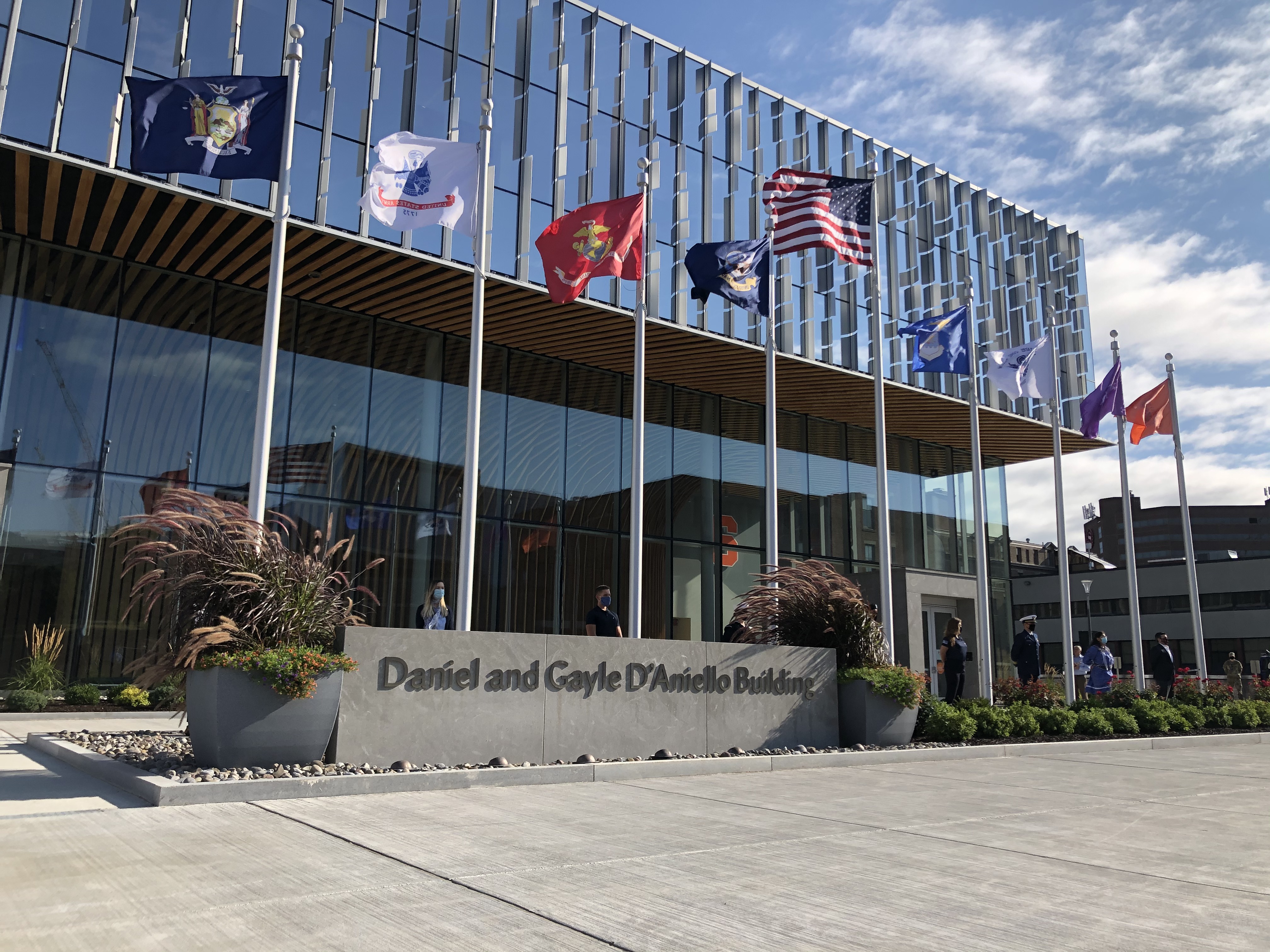 The Daniel and Gayle D’Aniello Building, home to the National Veterans Resource Center (NVRC) at Syracuse University, leverages a public-private sector partnership model to nurture academic research, actionable programming, and collaborative thought leadership positioned to impact veterans and their families on the campus of Syracuse University, in New York State, and in communities across the U.S. 

Credit: Syracuse University