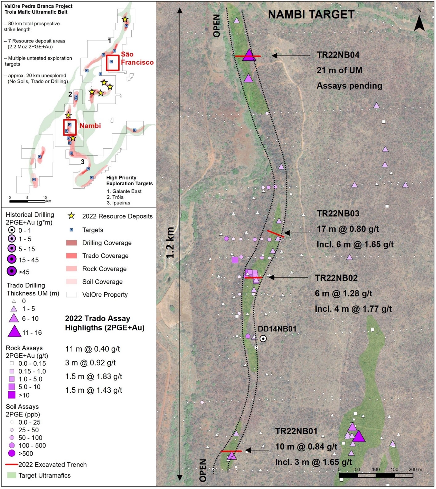 ValOre Reports Trench and Trado® Auger PGE Assay Results from Nambi and São Francisco Targets, Pedra Branca Project, Brazil