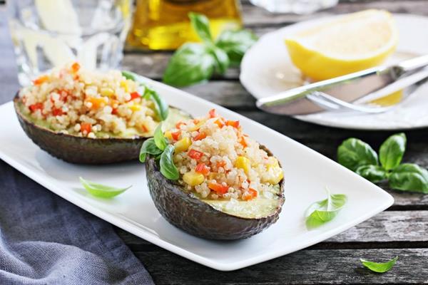 This avocado recipe is fast and easy, and most of your “cooking time” is spent waiting for the quinoa salad to chill. This recipe is great for a number of occasions as it is great for most allergy free diets, diabetics, weight-loss, vegans and it is gluten free.
