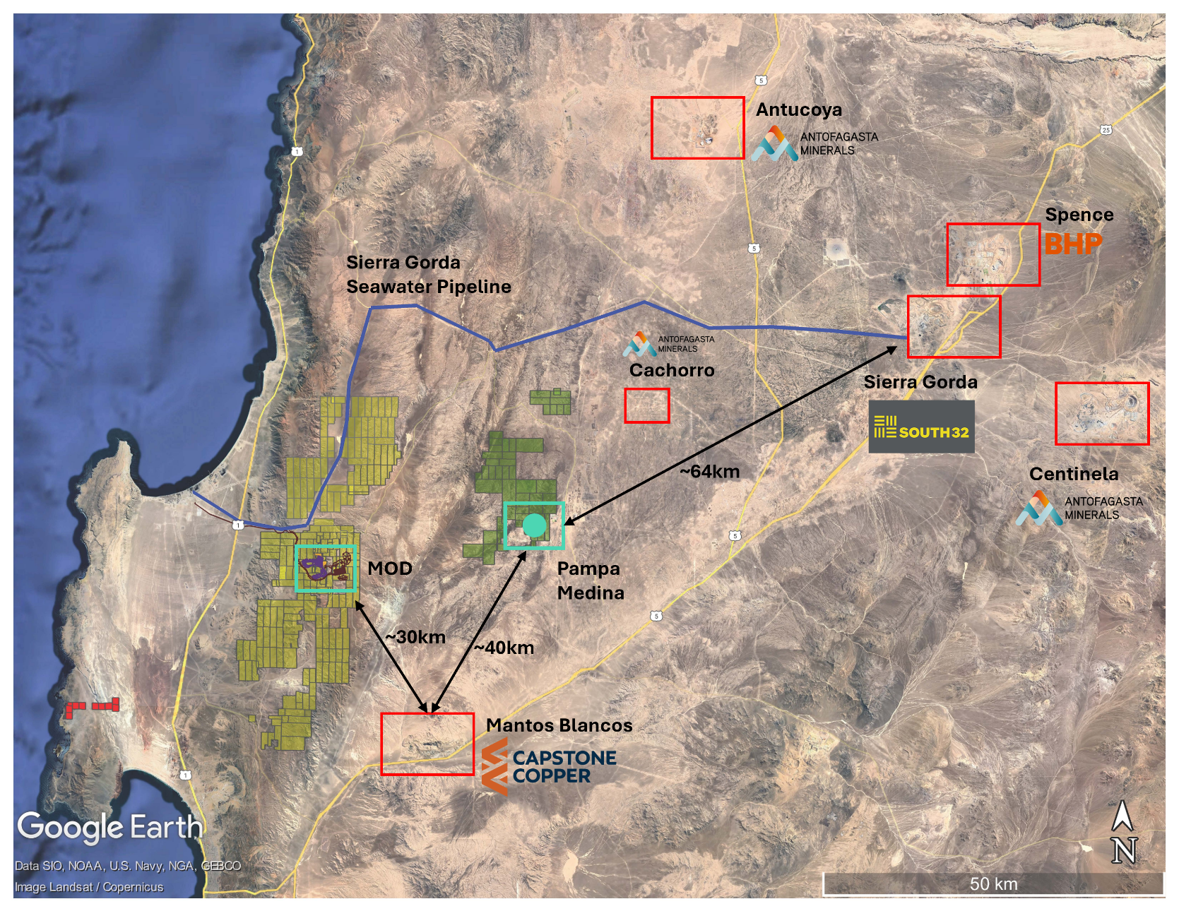 Regional Map – Marimaca, Pampa Medina and Regional Infrastructure 