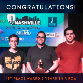 L to R - Sims Lester-Audio AAS Student, Andy Wildrick-SAE Institute Nashville Program Chair of Audio, Jonathan Fiorante-Audio BAS Student.
