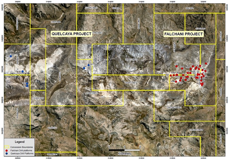 Quelcaya – Falchani Drill Platform Location Map