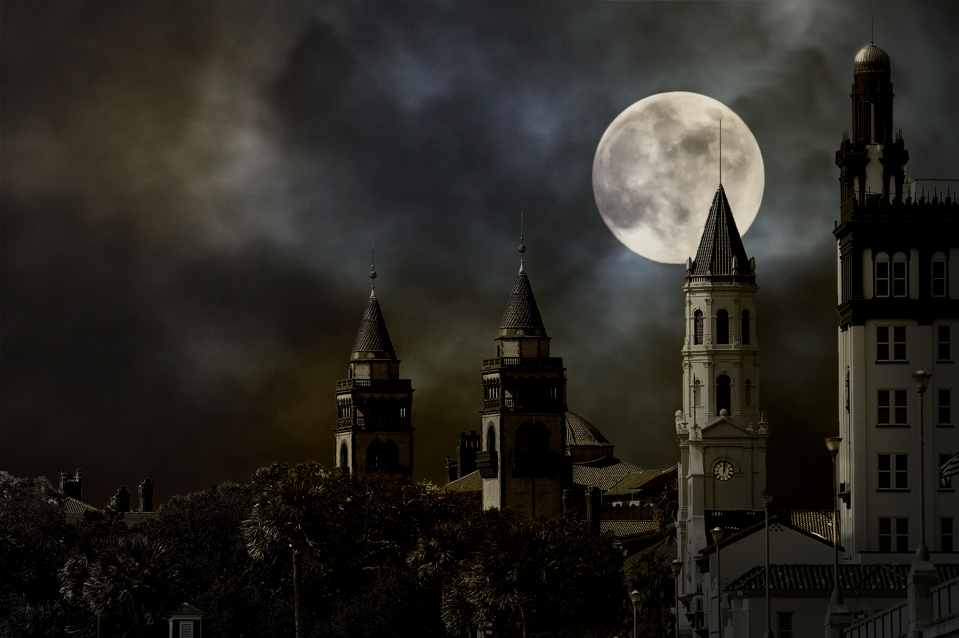 Full Moon over St. Augustine Architecture