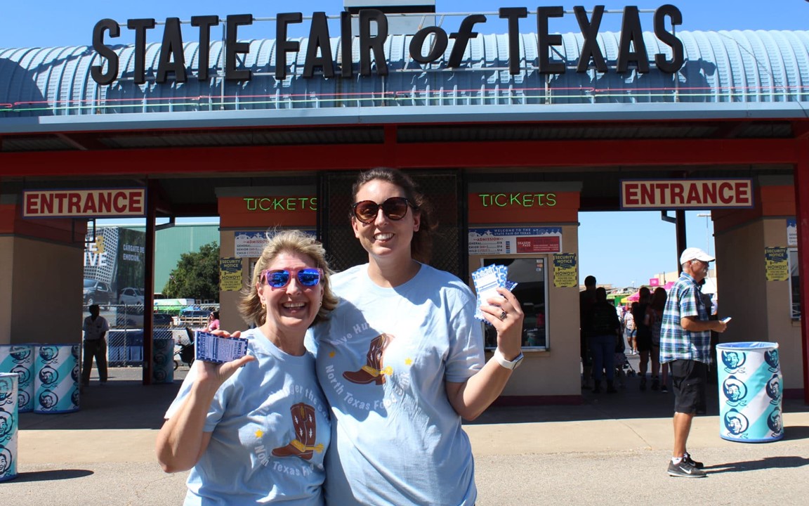 This year Fair goers will have a variety of opportunities to support the NTFB including:

OPENING DAY – FRIDAY, SEPTEMBER 24

Attendees can each bring two (2) plastic jars of peanut butter to donate to the North Texas Food Bank to receive a $10 admission voucher at the gate. These peanut butter donations are part of NTFB’s annual Peanut Butter Drive running through the month of September.

OPENING WEEKEND – FRIDAY, SEPTEMBER 24 – SUNDAY, SEPTEMBER 26

The Food Bank will have a pop-up shop at Chevy Park Plaza throughout the Fair’s opening weekend. The shop will feature NTFB and Big Tex T-shirts, bracelets, artisan spice mixes and more - proceeds benefit the Food Bank.

“FEED THE NEED” EVERY WEDNESDAY OF THE FAIR

Attendees can each bring five (5) full size canned food items to donate to the North Texas Food Bank to receive a $5 admission voucher at the gate.