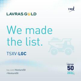 Lavras Gold Ranked in the Top 10 of the “Venture Exchange 50” Mining Companies